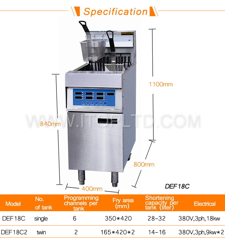 high quality upright deep fat electrical fryer with precise temperature control
