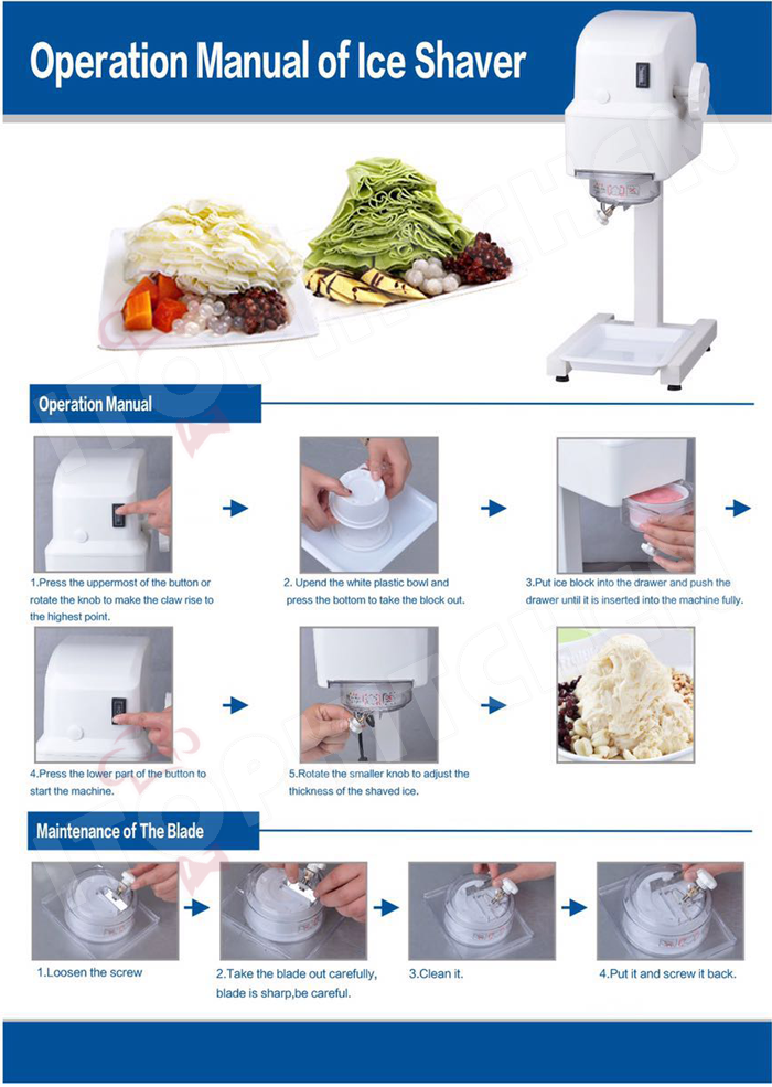 manual de operación de máquina de afeitar de hielo