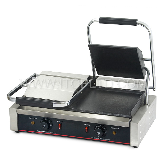 double flat plate panini contact grill electric