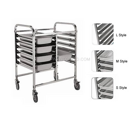stainless steel Apply to hotel and restaurant  Double Row 6 Layers Tray Trolley