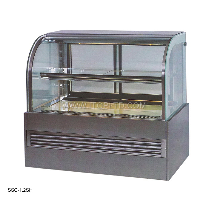 affichage de vitrine de gâteau au réfrigérateur en acier inoxydable 