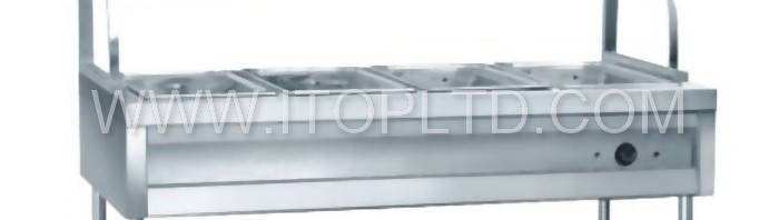 with glass top counter top bain marie trolley